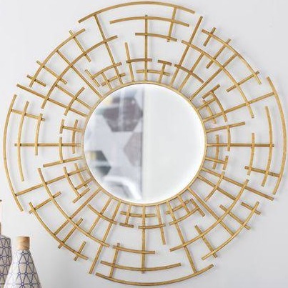 Golden Decorative Round Mirror - rear_view
